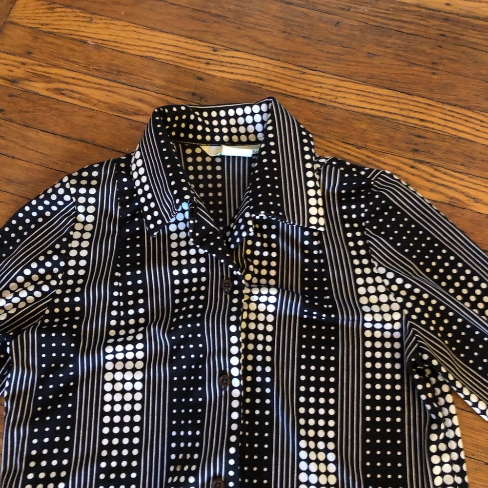 Vintage blouse. Black and white print - Picture 3 of 3